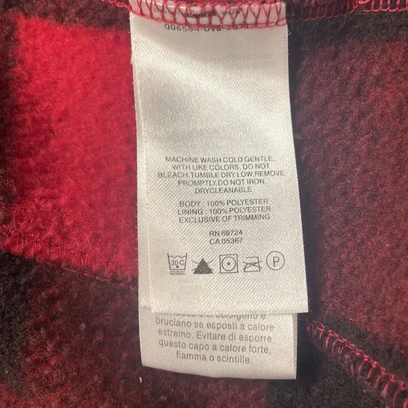 Columbia jacket fleece full zipper pockets Red Black plaid men’s size L large